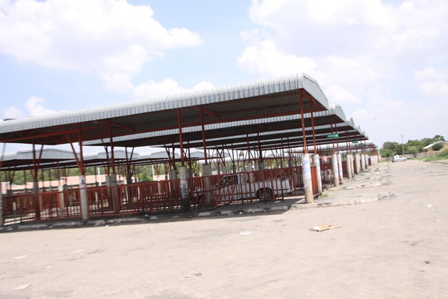 The disused bus rank at Machipisa Shopping Centre, Highfield.