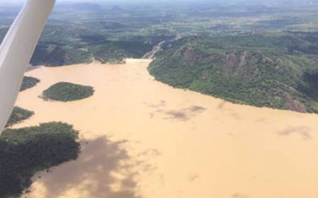 An aerial view of the water in Tokwe-Mukosi dam after recent rains